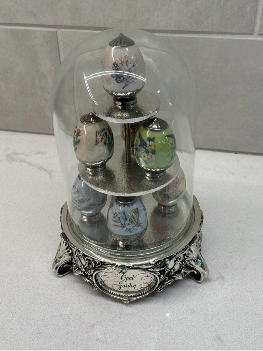Opal Garden 8 Hand Painted Miniature Eggs Franklin Mint House of Faberge